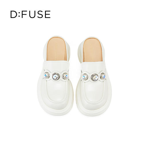 Dfuse迪芙斯2025春季新款大钻扣包头半拖穆勒鞋轻量增高乐福鞋DFD1110128 商品图4