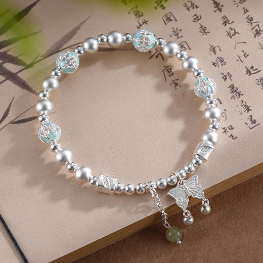 子佩集S999银【临江仙】手串【SC001147】纯银手链青玉蝴蝶珐琅彩2502 商品图2