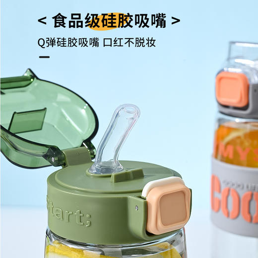 【食品级硅胶吸嘴】耐高温新款儿童吸管水杯户外便携学生男女简约水杯弹盖运动太空杯。ry 商品图1