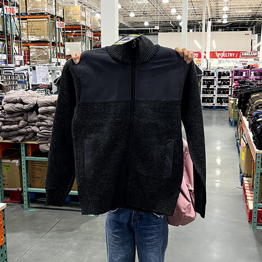 IZOD/伊佐德 男士拼接全拉链开衫立领加绒保暖休闲运动针织夹克 商品图2