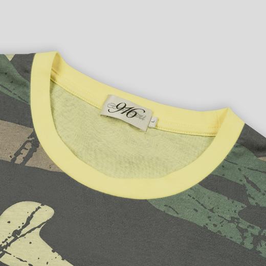 GOODBAI 916 logo仿珍珠绣撞色满印迷彩oversize短袖T恤 商品图3