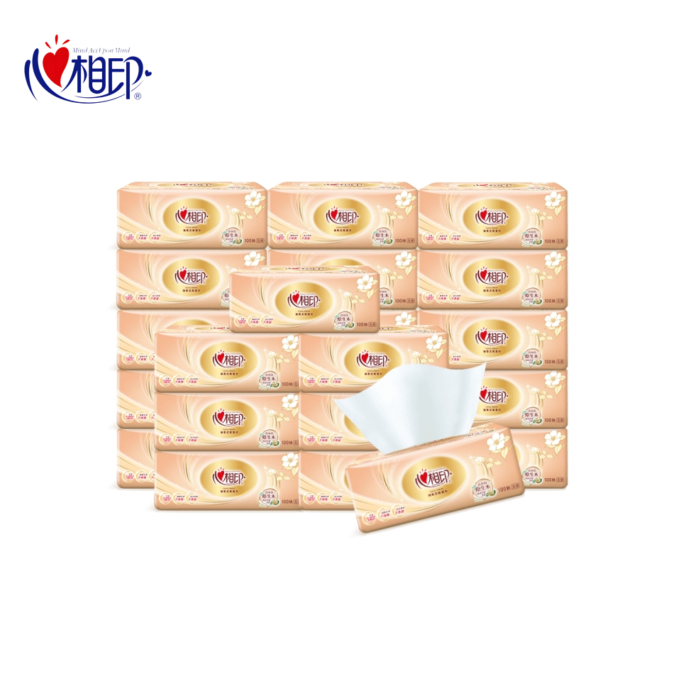 【自营】 心相印 100抽三层塑装纸面巾 金装经典系列 24包