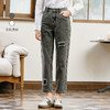 Famecoco范可儿兔子印花纯棉牛仔裤女秋季撞色直筒裤F225GA013 商品缩略图0