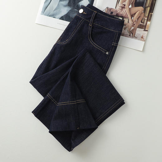 丁摩 丹宁原色宽松阔腿牛仔裤新款女春秋九分直筒裤梨型身材裤子5ZF-2493 商品图3