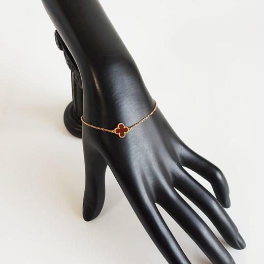 【95新】VCA梵克雅宝Sweet Alhambra手链Sweet Alhambra手链玫瑰金小号红玉髓四叶草老扣小红花手链女士现售价：7200！240225NJ10 商品图6