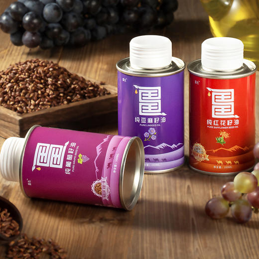 【节日礼盒】畺色 小罐礼盒（葡萄籽油100ml+亚麻籽油100ml+红花籽油100ml）300ml 商品图1