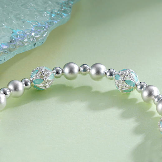 子佩集S999银【临江仙】手串【SC001147】纯银手链青玉蝴蝶珐琅彩2502 商品图7