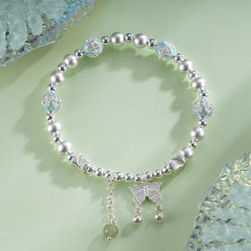 子佩集S999银【临江仙】手串【SC001147】纯银手链青玉蝴蝶珐琅彩2502