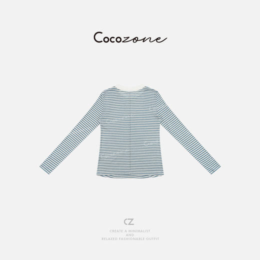 COCO ZONE 小众设计感条纹百搭圆领长袖T恤CD2A0271 商品图1