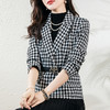 雀说 短款外套女春秋新款时尚格子显瘦气质短款休闲千鸟格上衣5ZF-2322 商品缩略图0