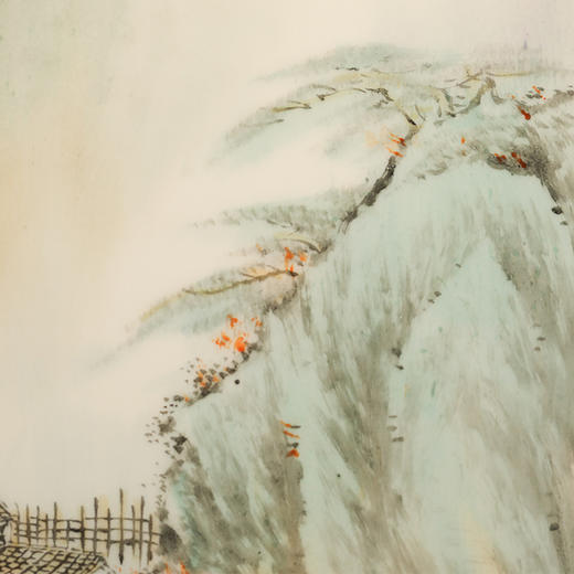 非遗传人吴志明亲工居山青绿山水瓷板画摆件 商品图4