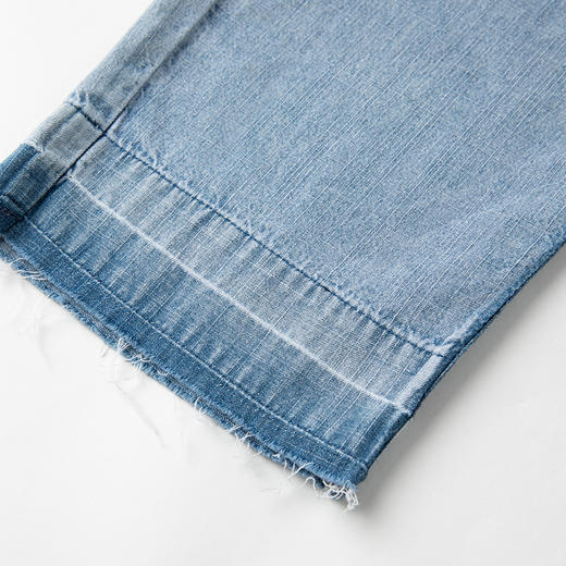 famecoco范可儿薄款牛仔裤花朵绣花纯棉松紧腰直筒裤长裤夏季款FAB3GA013 商品图4