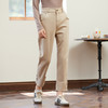 Famecoco范可儿白色纯棉休闲裤女纯色百搭长裤F225GA016 商品缩略图4