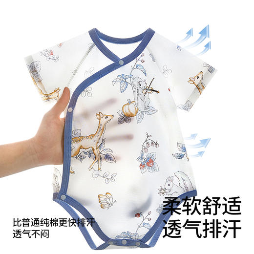 贝肽斯婴儿包屁衣夏季衣服短袖透气新生儿男宝宝纯棉a类哈衣爬服 商品图2