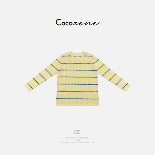 COCO ZONE 25春季条纹撞色镂空圆领长袖针织衫CD2A0431 商品图0