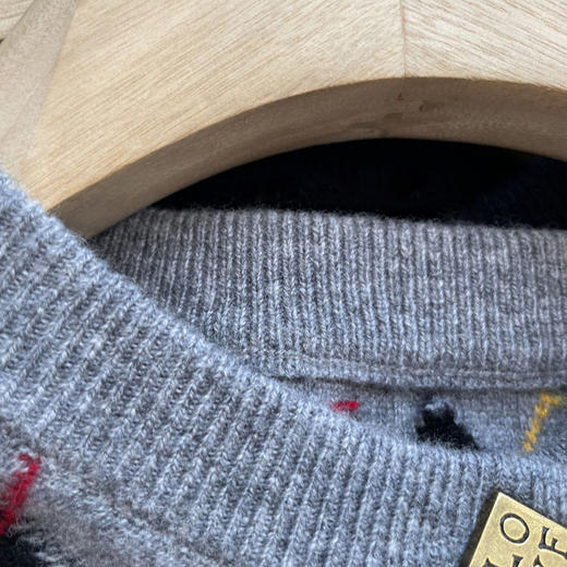 丁摩 复古菱格学院风~纯羊毛圆领长袖针织开衫毛衣女 5ZF-1048 商品图3