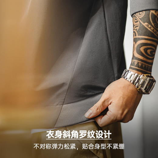 工装优选美式复古户外机能风运动长袖圆领梭织落肩袖宽松卫衣男春 商品图2