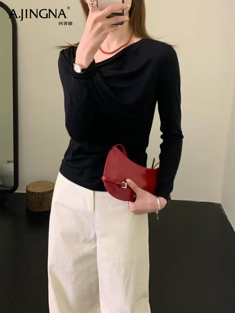 【优雅气质】阿菁娜简约温婉设计感休闲百搭上衣F30C302011