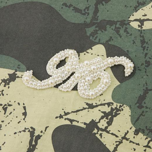 GOODBAI 916 logo仿珍珠绣撞色满印迷彩oversize短袖T恤 商品图4