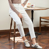 famecoco范可儿女士白色棉质裤子秋季弹力直筒休闲通勤休闲裤长裤F225GA021 商品缩略图2