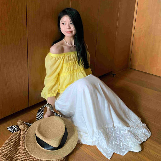 顺丰包邮洛诗琳12917夏季新款设计感两穿一字肩方娃娃款上衣1081 商品图3