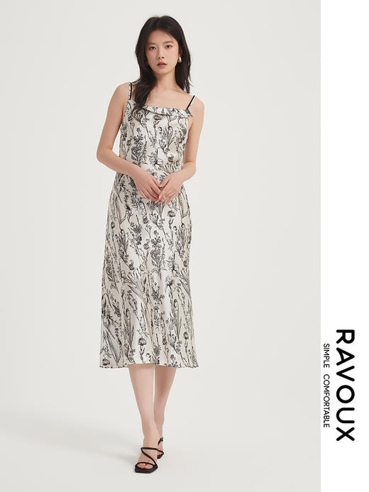 271139903黑白印花桑蚕丝吊带裙 商品图2