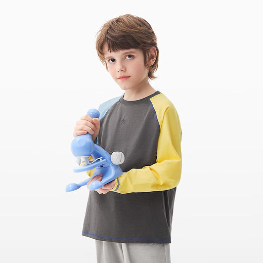 【MQD】童装男大童春新款插肩袖撞色字母学院风圆领T恤 商品图2