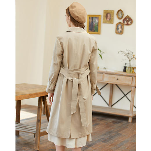 Famecoco范可儿女士长款风衣秋季气质收腰通勤外套F225AT001 商品图2