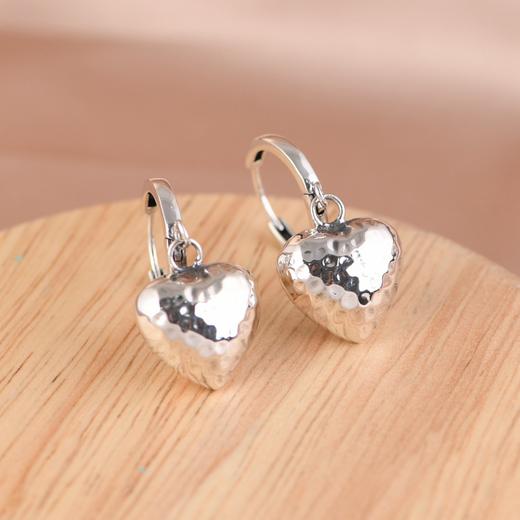 【相知相依】S925银锤纹心形桃心耳饰【SCH-SY33033】 商品图2