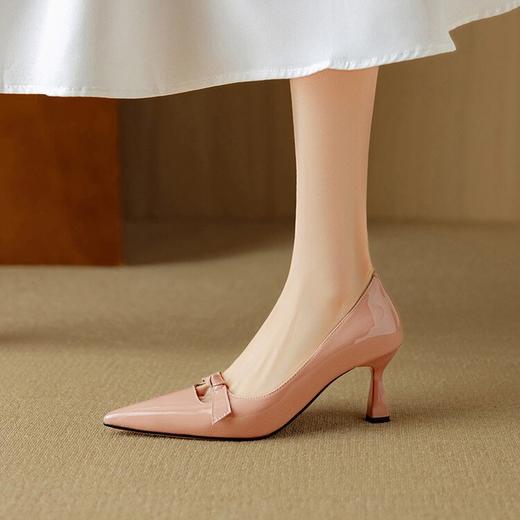 【预售5天】软面羊漆皮！法式蝴蝶结细跟高跟鞋尖头镂空浅口春秋单鞋女DB&M6202 商品图1