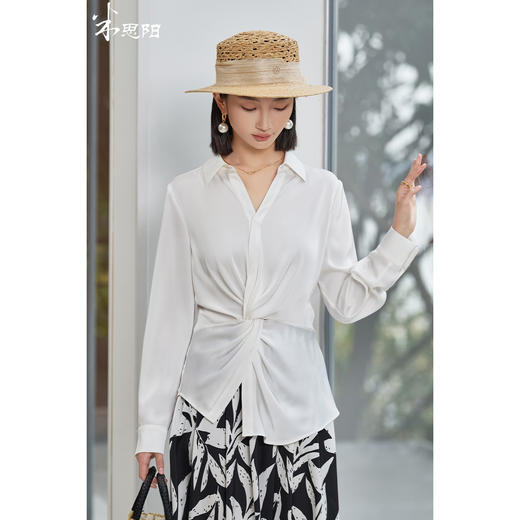 剩M/XL 米思阳2026春季新款设计感小众通勤衬衫优雅气质百搭扭结上衣5830 商品图0