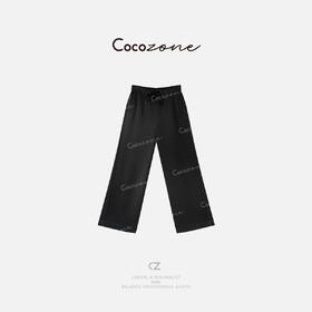 COCO ZONE 纯色松紧腰系带垂感直筒休闲裤CD1A0430