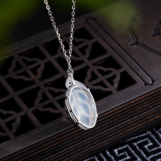 子佩集S925银【一叶盛夏】套链【TL014213】纯银白玉髓树叶项链2502 商品图1