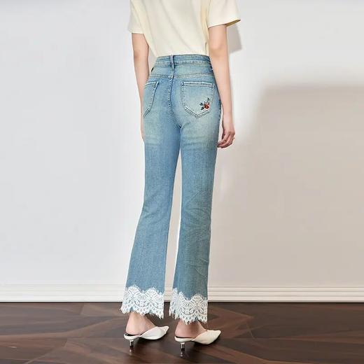 【高货wl】全新升级【铂金会员220/天猫299/差价79】(05645) 洛诗琳轻奢重工烫钻拼蕾丝四面弹牛仔裤时髦设计感喇叭裤 商品图1
