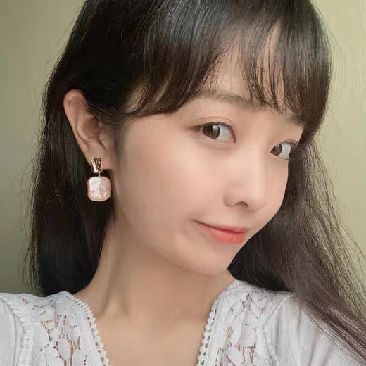 丁摩 天然淡水珍珠方形耳钉银针轻奢女简约复古异形巴洛克耳环高级感夏 5ZF-0211 商品图3