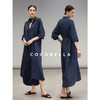 COCOBELLA牛仔色褶皱肌理长袖连衣裙复古高智感衬衫裙FR0062 商品缩略图2