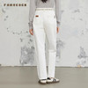 Famecoco原创个性铆钉织带通勤简约明线棉质直筒休闲裤FAB6GA006 商品缩略图4