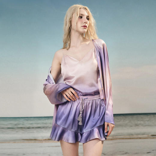 Solo seta女士桑蚕丝海边度假风衬衫丝绸可外穿睡衣上装2025秋季 商品图1