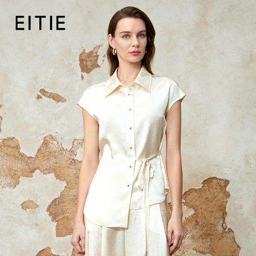 EITIE爱特爱气质通勤小众设计绑带收腰暗纹衬衫上衣夏季新款8209904 商品图1