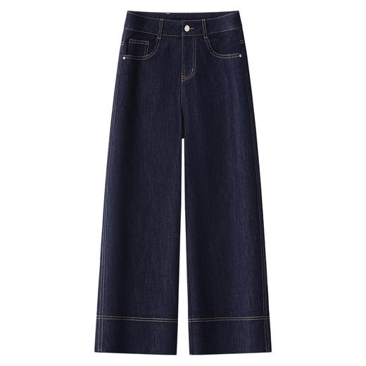 丁摩 丹宁原色宽松阔腿牛仔裤新款女春秋九分直筒裤梨型身材裤子5ZF-2493 商品图0