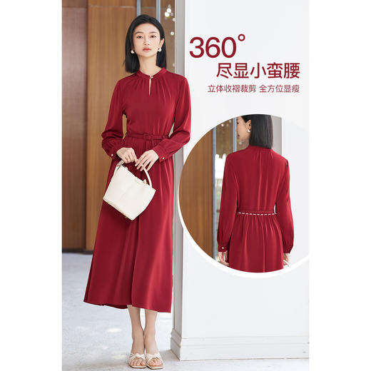剩S/M/L/XL 米思阳2026春季新款轻奢高级感珍珠光泽感连衣裙节日喜庆晚宴裙子5359 商品图2