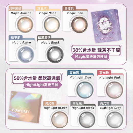「上海保税仓发货」FOMOMY 美瞳日抛 魔法系列&高光系列 试戴2片装 商品图3