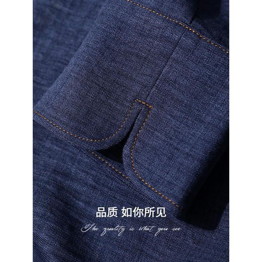 COCOBELLA牛仔色褶皱肌理长袖连衣裙复古高智感衬衫裙FR0062 商品图4