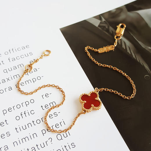 【95新】VCA梵克雅宝Sweet Alhambra手链Sweet Alhambra手链玫瑰金小号红玉髓四叶草老扣小红花手链女士现售价：7200！240225NJ10 商品图2