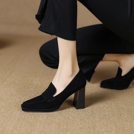 【预售5天】春秋季新款中口单鞋女OL职业时装高跟鞋方头粗跟复古法式女皮鞋YSXY&YS2361 商品图0