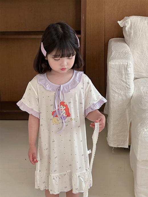 【莱赛尔花边儿童睡裙】女童睡裙夏连衣裙儿童睡衣花边睡裙 商品图5