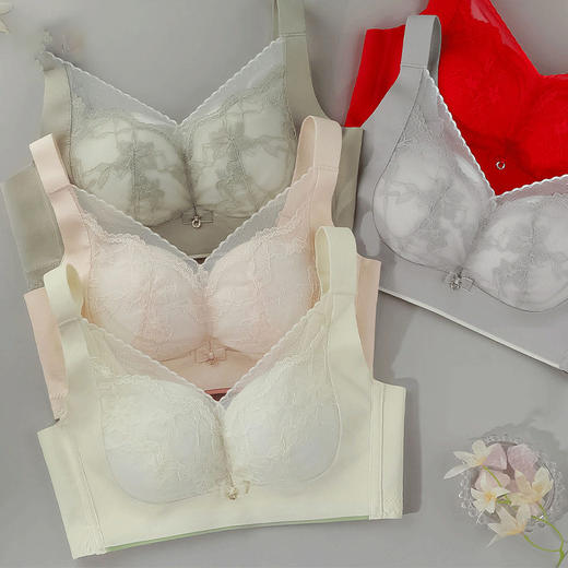 ZYQ-339  内衣聚拢小胸薄款透气舒适调整型蕾丝性感无磁无骨文胸（单件） 商品图2