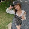 西遇衬衫拼接连衣裙女新款格子露肩修身收腰长袖短裙SS150158 商品缩略图2