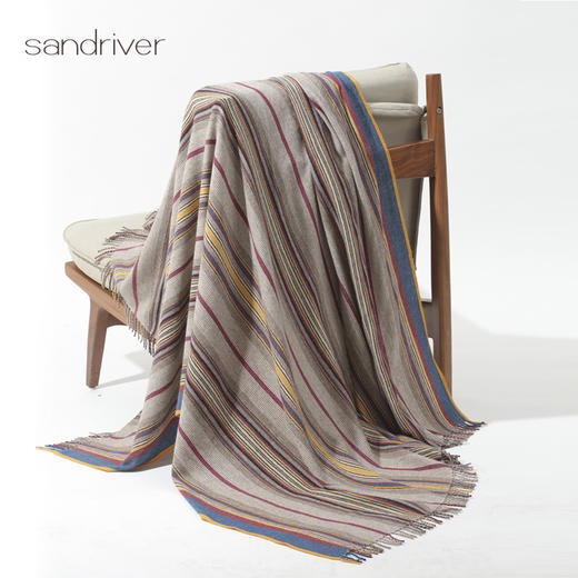 青海手工氆氇撞色竖纹披肩SJF96P858N 商品图0