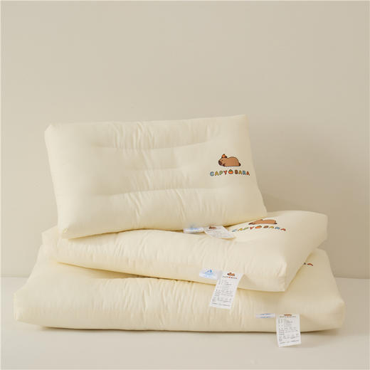 自然醒A类全棉卡皮巴拉亲子枕护颈儿童低枕助睡眠家用成人枕芯学生宿舍专用颈椎枕XK 商品图3